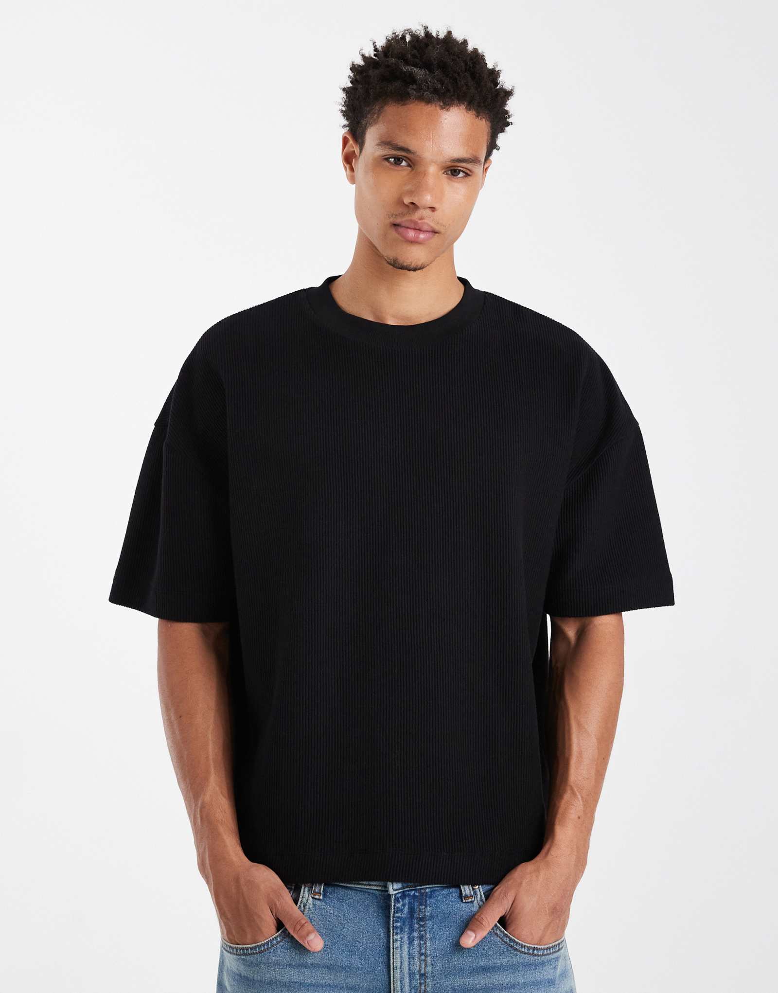 Футболка свободного кроя с заниженными плечами от ASOS DESIGN heavyweight с текстурой древесного угля