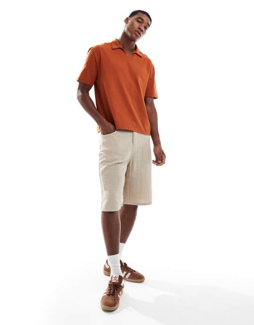 ASOS DESIGN heavyweight relaxed boxy polo in rust | ASOS