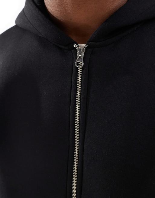 ASOS DESIGN heavyweight boxy oversized scuba hoodie in black