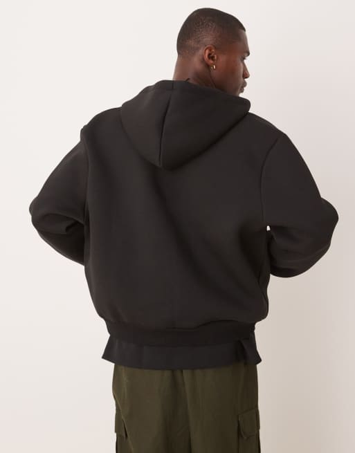 ASOS DESIGN heavyweight scuba boxy oversized zip up hoodie in black