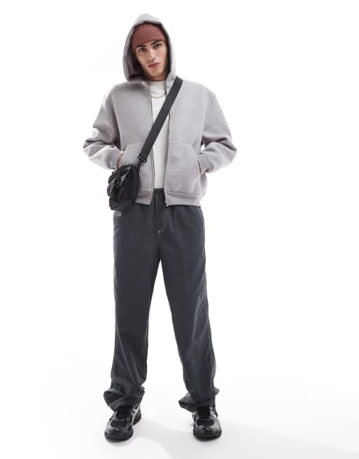 ASOS DESIGN heavyweight boxy oversized scuba hoodie in gray heather