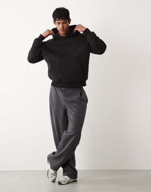ASOS DESIGN heavyweight relaxed hoodie in scuba-style fabric in black, 3 of 5