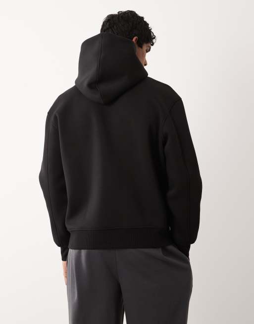 ASOS DESIGN heavyweight relaxed hoodie in scuba-style fabric in black, 5 of 5