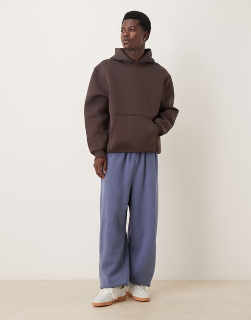 ASOS DESIGN heavyweight relaxed hoodie in scuba-style fabric in brown, 2 of 5