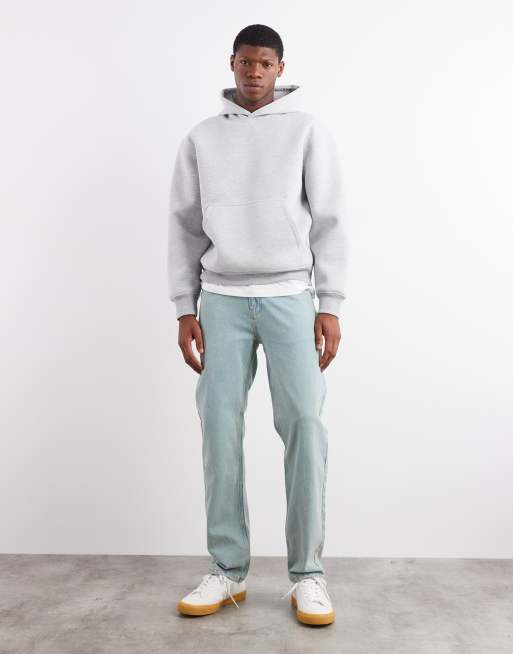 ASOS DESIGN heavyweight relaxed hoodie in scuba-style fabric in grey marl - LGREY, 2 of 5