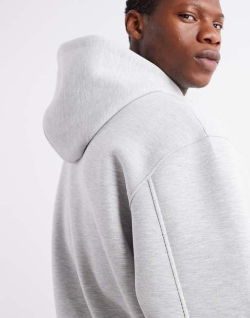 ASOS DESIGN heavyweight relaxed hoodie in scuba-style fabric in grey marl - LGREY, 5 of 5