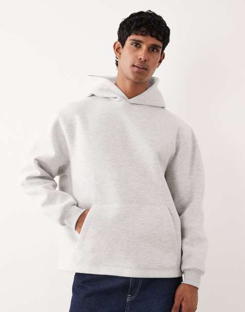 ASOS DESIGN heavyweight relaxed hoodie in scuba-style fabric in ice heather - view 1