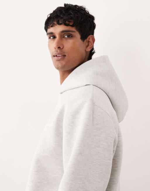 ASOS DESIGN heavyweight relaxed hoodie in scuba-style fabric in ice heather, 4 of 5