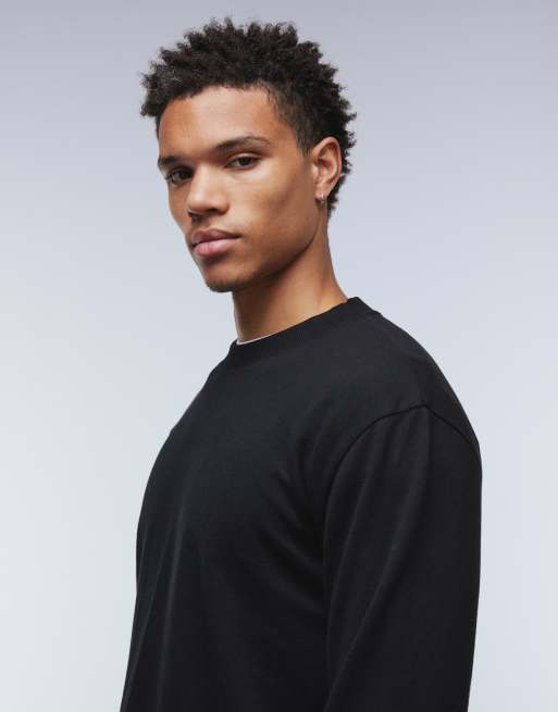 ASOS DESIGN heavyweight relaxed long sleeve t-shirt in black soft touch, 4 of 5