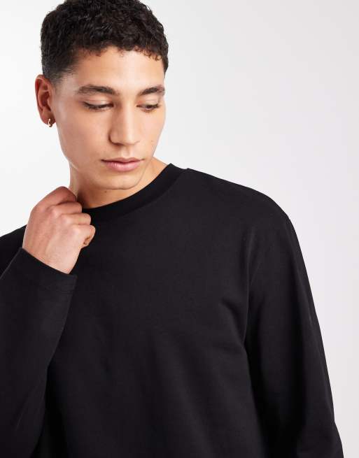 ASOS DESIGN heavyweight relaxed long sleeve t-shirt in black , 5 of 5