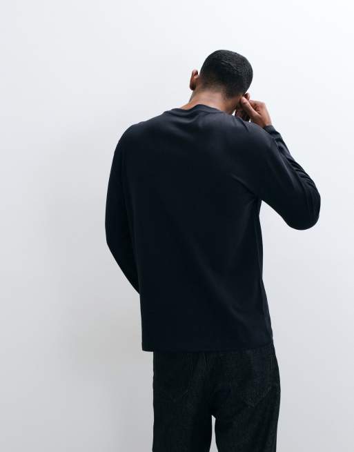 ASOS DESIGN heavyweight relaxed long sleeve t-shirt in black, 3 of 5