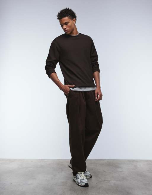 ASOS DESIGN heavyweight relaxed long sleeve t-shirt in dark brown waffle, 2 of 5
