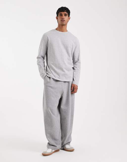 ASOS DESIGN heavyweight relaxed long sleeve t-shirt in gray heather
