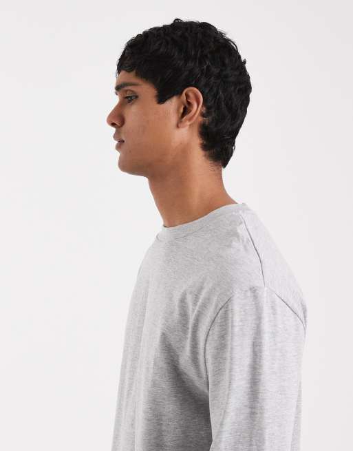 ASOS DESIGN heavyweight relaxed long sleeve t-shirt in gray heather, 3 of 5