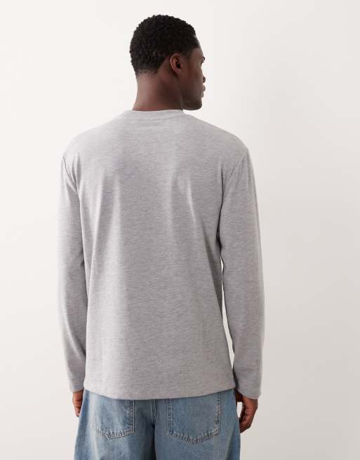 ASOS DESIGN heavyweight relaxed long sleeve t-shirt in gray heather , 3 of 5