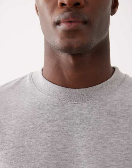 ASOS DESIGN heavyweight relaxed long sleeve t-shirt in gray heather , 4 of 5