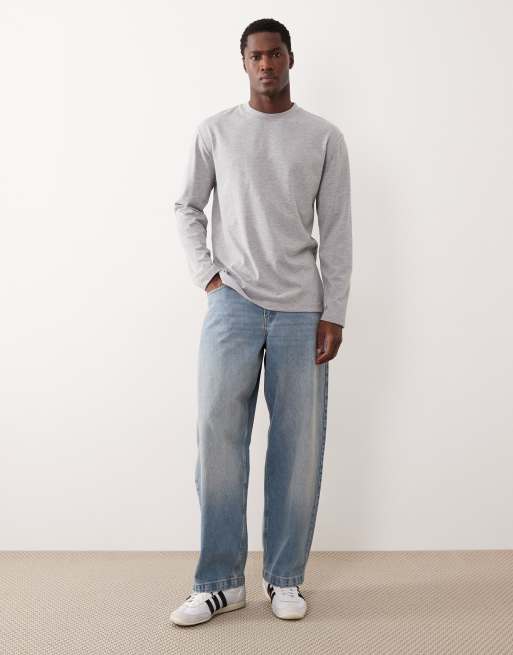 ASOS DESIGN heavyweight relaxed long sleeve t-shirt in grey marl , 2 of 5