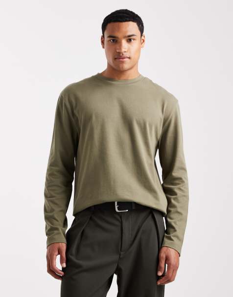ASOS DESIGN heavyweight relaxed long sleeve t-shirt in khaki  - view 1