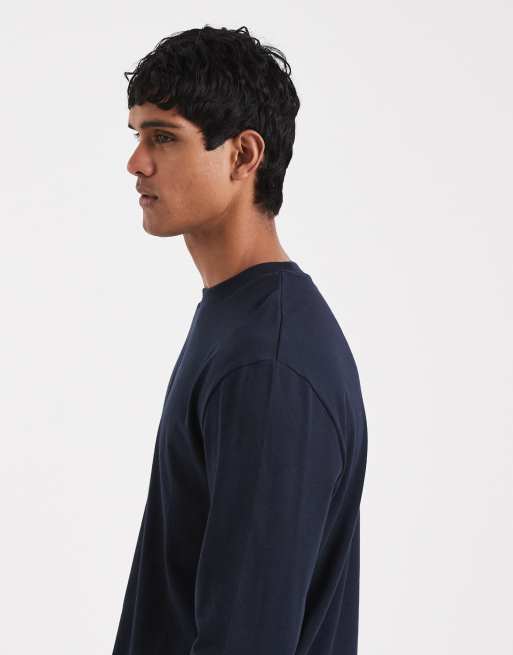ASOS DESIGN heavyweight relaxed long sleeve t-shirt in navy , 5 of 5