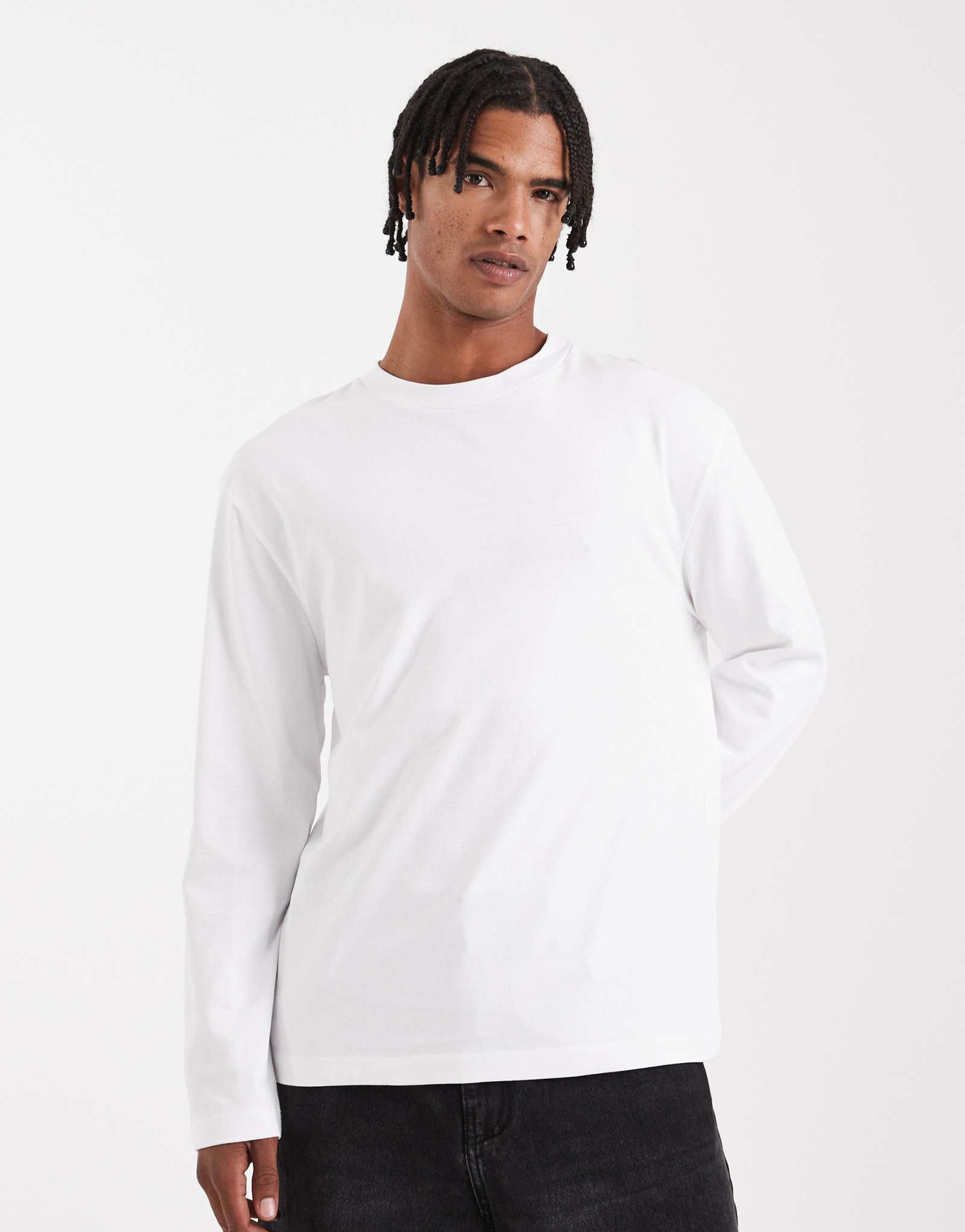 Белая футболка с длинным рукавом в стиле heavyweight от ASOS DESIGN в расслабленном стиле