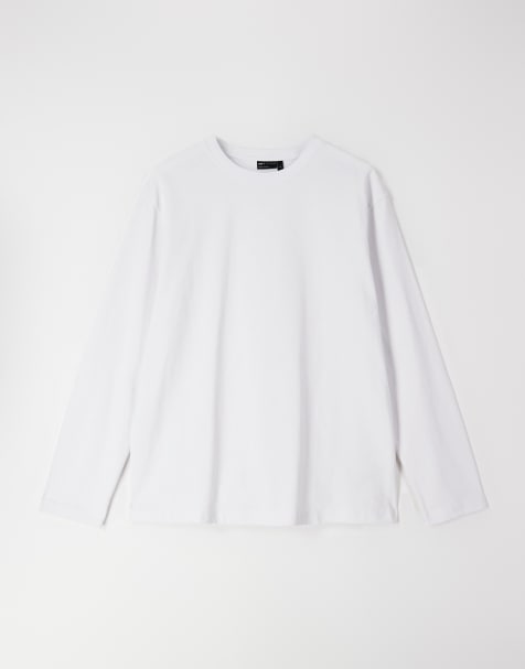 ASOS DESIGN heavyweight relaxed long sleeve t-shirt in white - view 1