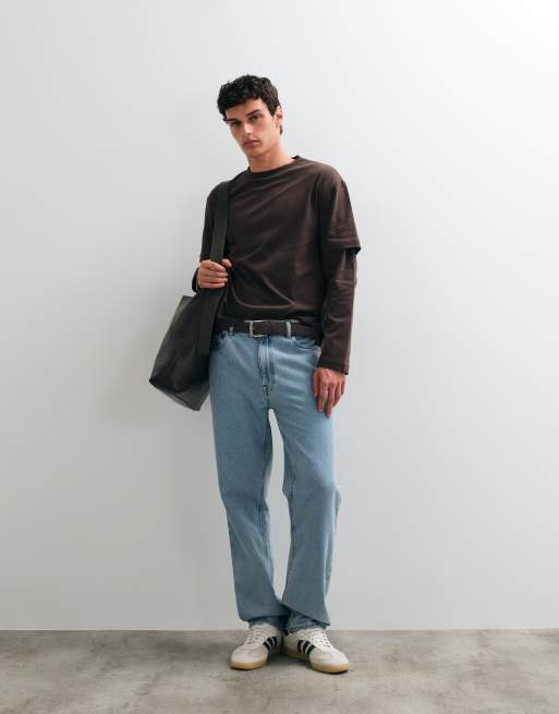 ASOS DESIGN heavyweight relaxed long sleeve t-shirt with double sleeve in brown, 3 of 5