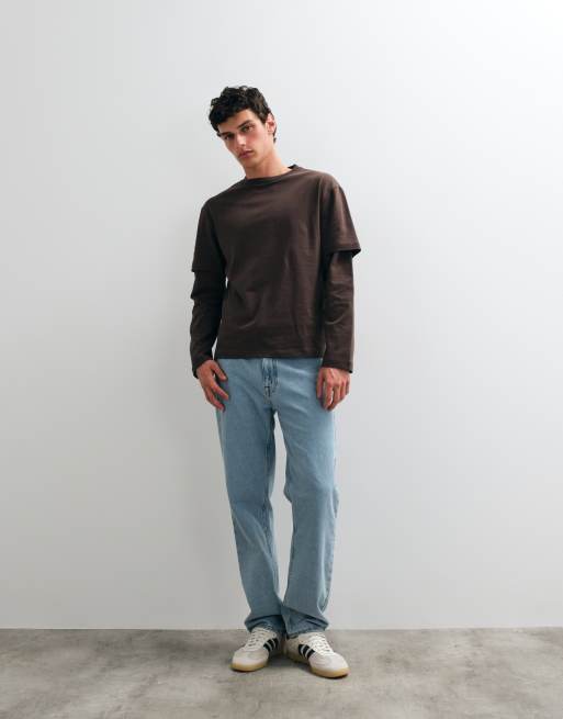ASOS DESIGN heavyweight relaxed long sleeve t-shirt with double sleeve in brown, 4 of 5