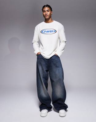 Asos Design Heavyweight Relaxed Long Sleeve T-shirt With Street Graphics In White