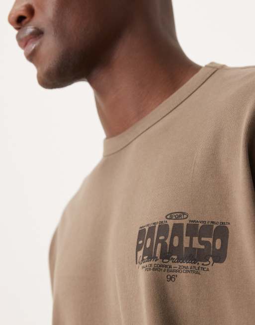 ASOS DESIGN heavyweight relaxed long sleeve t-shirt with text chest graphic in grey emerised fabric, 5 of 5