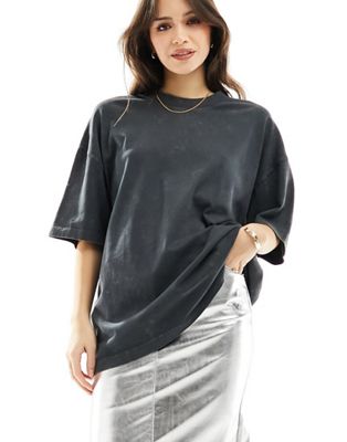 ASOS DESIGN heavyweight relaxed oversized t-shirt in washed charcoal