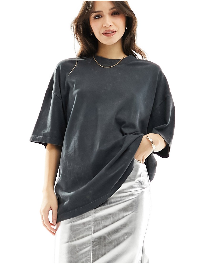 ASOS DESIGN heavyweight relaxed oversized t-shirt in washed charcoal-Grey