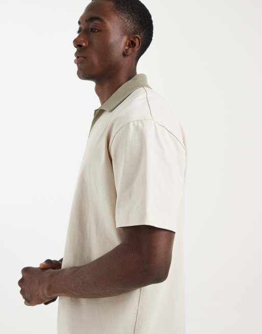 ASOS DESIGN heavyweight relaxed polo in beige, 5 of 5