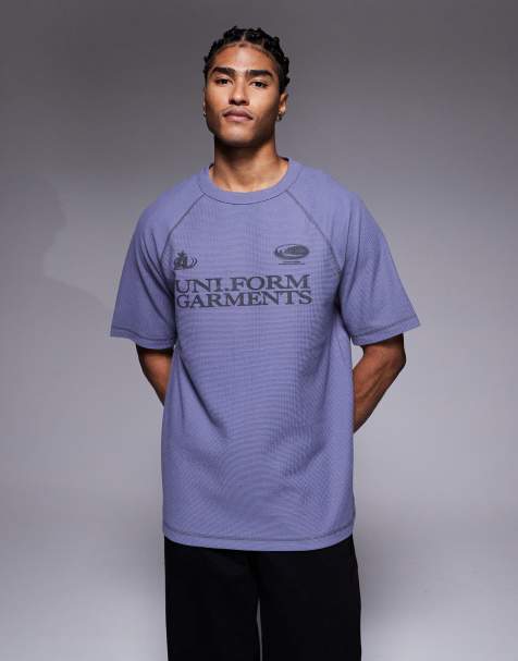 ASOS DESIGN heavyweight relaxed raglan t-shirt with text graphic in  waffle - view 1