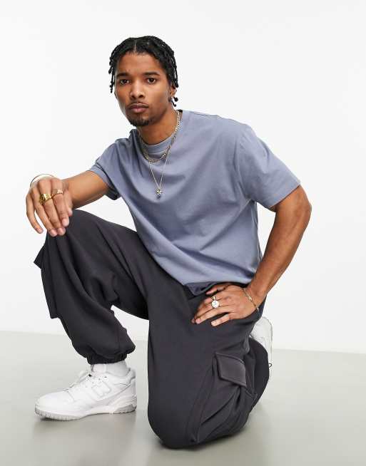 ASOS DESIGN heavyweight relaxed t-shirt in blue  , 3 of 4