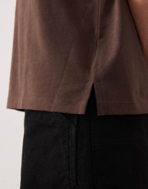 ASOS DESIGN heavyweight relaxed t-shirt in brown brushed cotton , 5 of 5