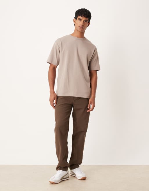 ASOS DESIGN heavyweight relaxed T-shirt in brown soft touch , 2 of 5