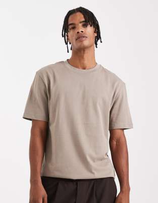 Asos Design Heavyweight Relaxed T-shirt In Neutral