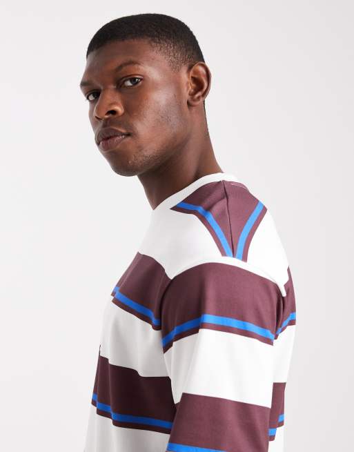 ASOS DESIGN heavyweight relaxed T-shirt in burgundy and cream stripe, 4 of 5