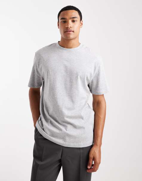 ASOS DESIGN heavyweight relaxed t-shirt in gray heather - view 1