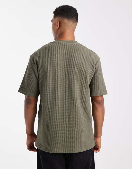 ASOS DESIGN heavyweight relaxed T-shirt in khaki waffle , 3 of 5