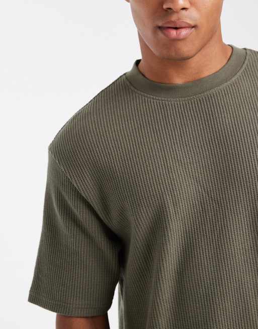 ASOS DESIGN heavyweight relaxed T-shirt in khaki waffle , 5 of 5