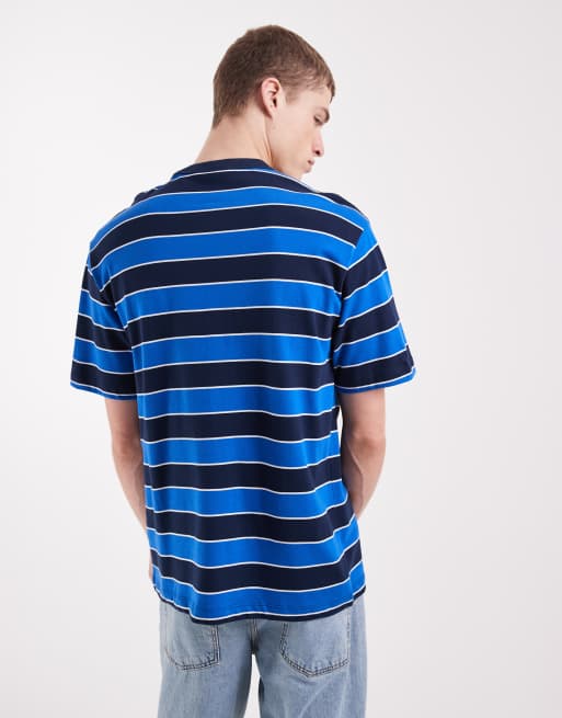 ASOS DESIGN heavyweight relaxed t-shirt in navy and blue stripe, 5 of 5