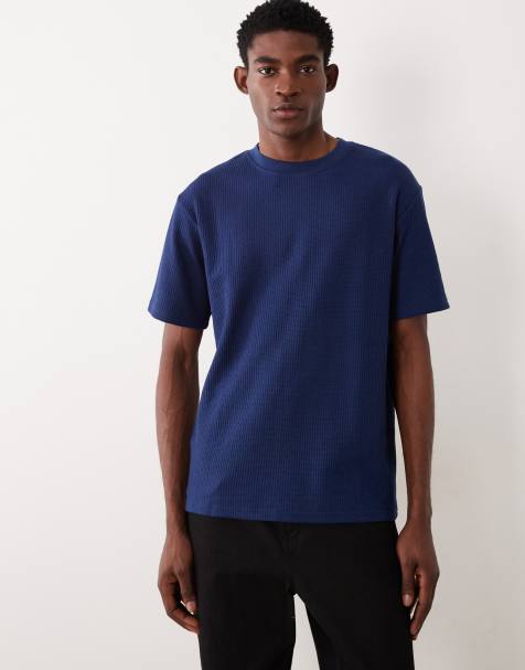 ASOS DESIGN heavyweight relaxed t-shirt in navy waffle - view 1
