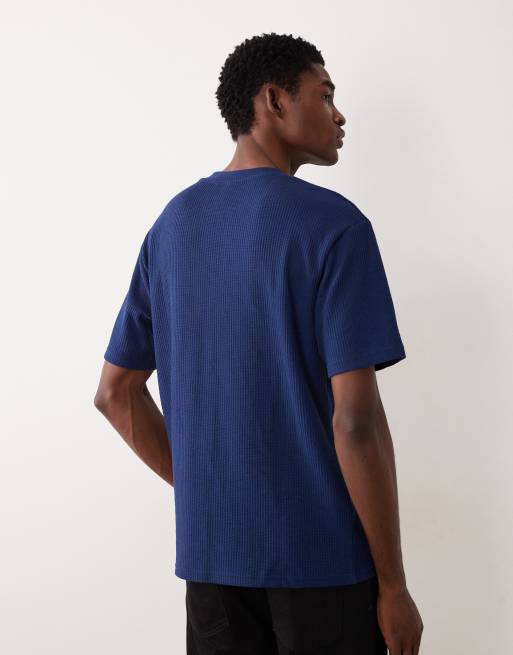 ASOS DESIGN heavyweight relaxed T-shirt in navy waffle, 5 of 5