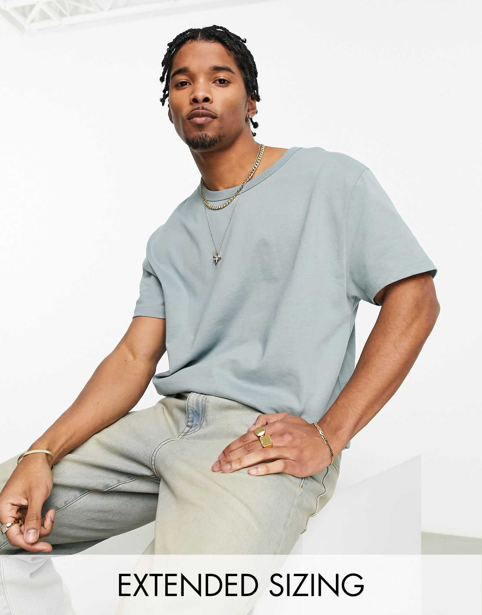 Футболка ASOS DESIGN heavyweight в непринужденном стиле, синего цвета  