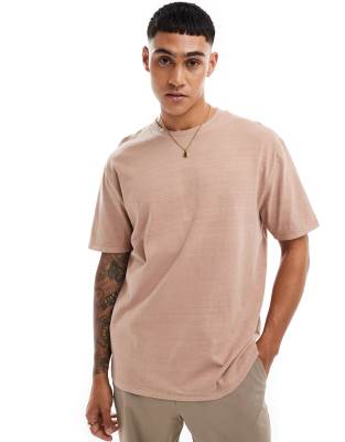 Asos Design Heavyweight Relaxed T-shirt In Brown