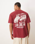 [ASOS DESIGN] ASOS DESIGN heavyweight relaxed t-shirt with city graphic in washed red M Syrah