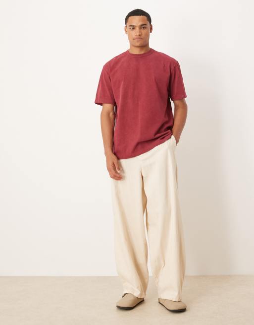 ASOS DESIGN heavyweight relaxed t-shirt with city graphic in washed red  , 2 of 5