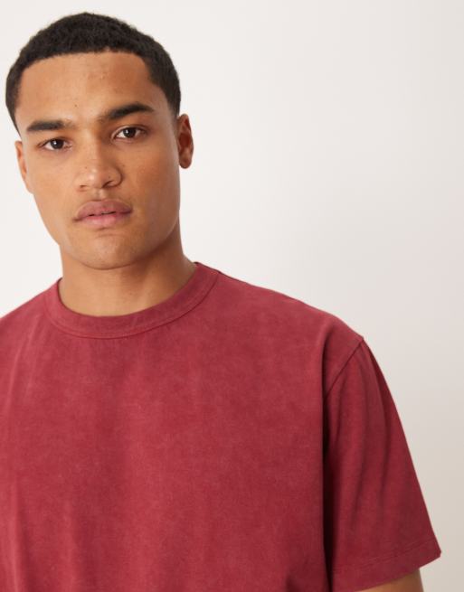 ASOS DESIGN heavyweight relaxed t-shirt with city graphic in washed red  , 4 of 5
