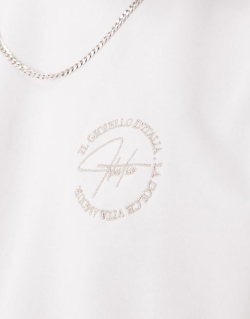 ASOS DESIGN heavyweight relaxed t-shirt with city graphic in white soft touch , 5 of 5